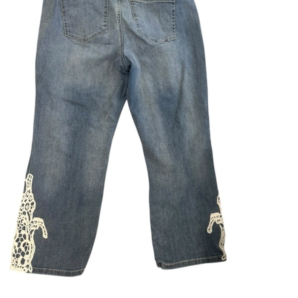 INC Denim Straight Leg Crop Jeans with Crochet Hem – Size 8